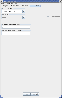 GA Run Options - Connection Panel